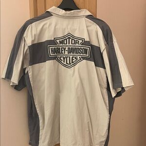 Harley Davidson cream and  Gray  Men's Casual Shirt